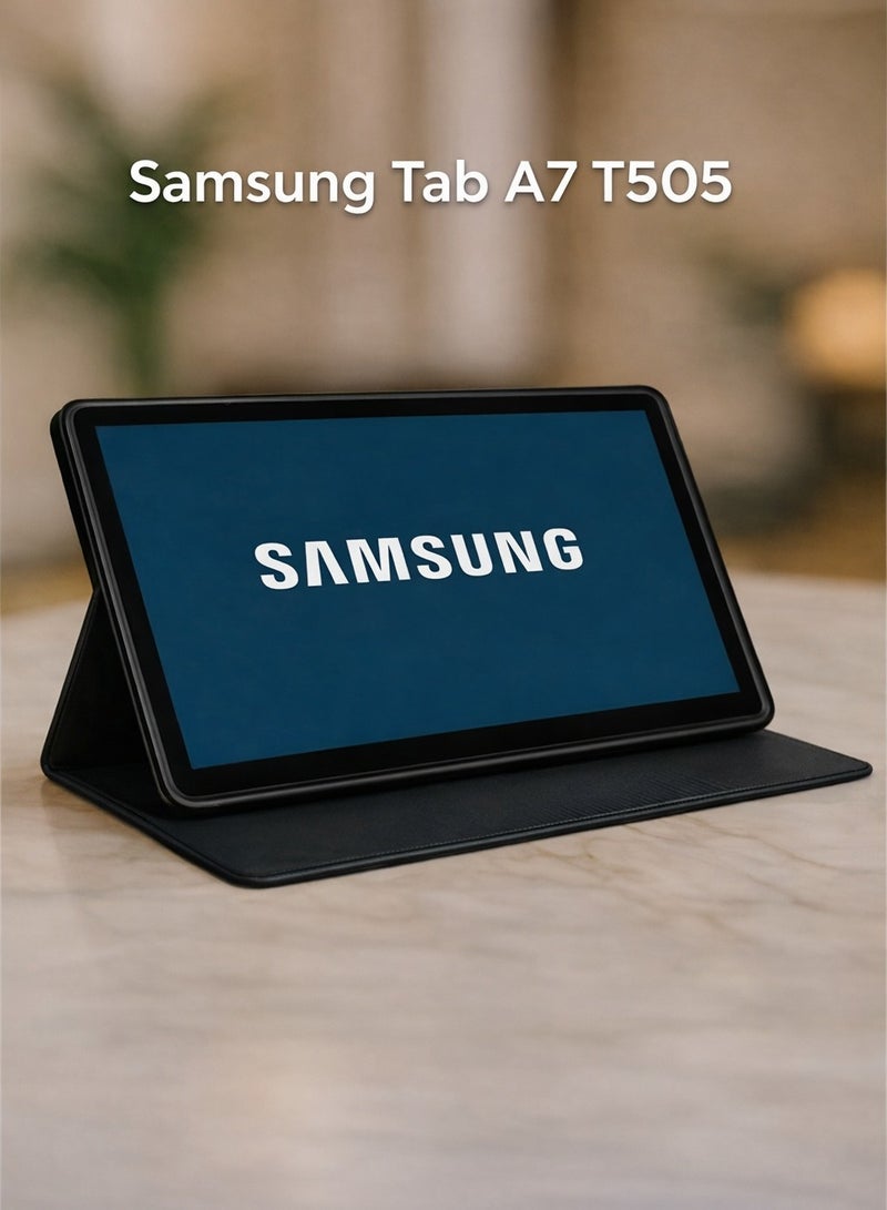 جراب جلد سامسونج تاب A7 ‎T505  – جراب أنيق بحماية كاملة وإمكانية الطي كستاند – اللون الأسود - Image 1